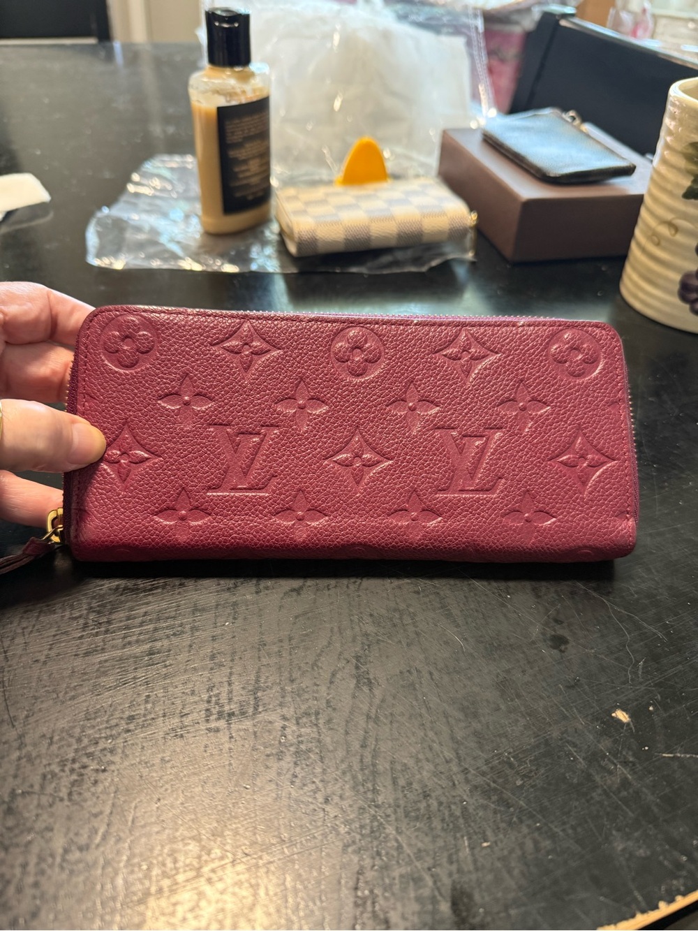 Louis Vuitton Plum Monogram Empreinte Leather Zippy Wallet